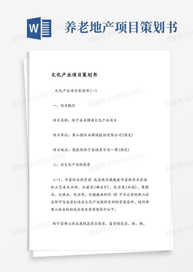 文化产业项目策划书范文