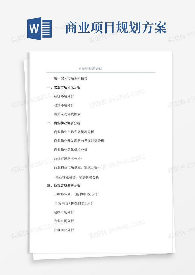 商业项目全案策划纲要
