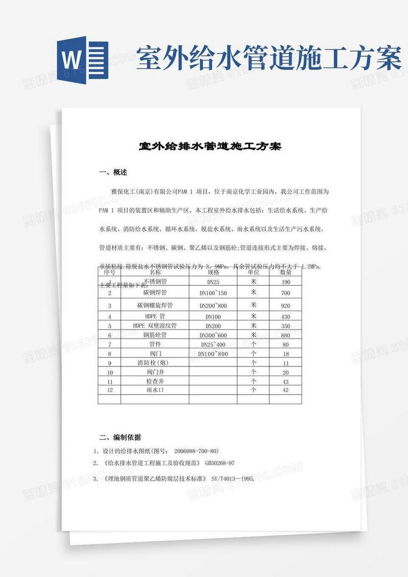 室外给排水管道施工方案(1)