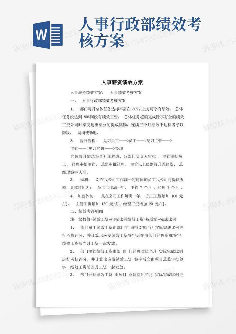 人事薪资绩效方案