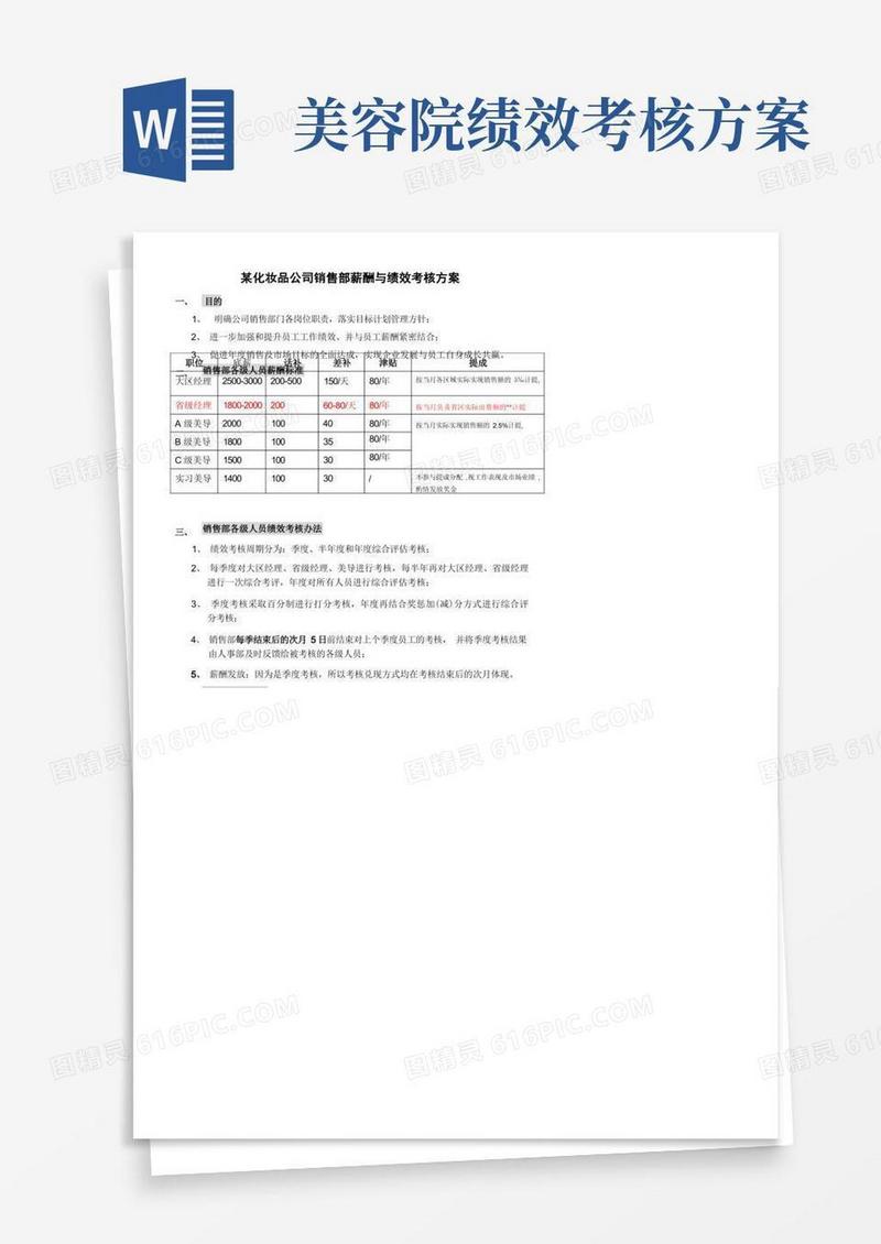 销售部薪酬与绩效考核方案