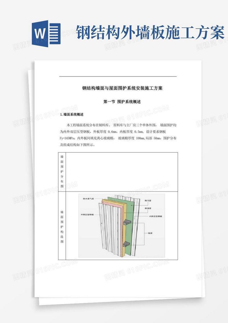 钢结构墙面与屋面围护系统安装施工方案