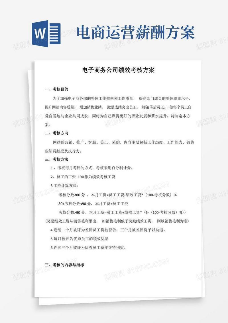 电子商务公司绩效考核方案