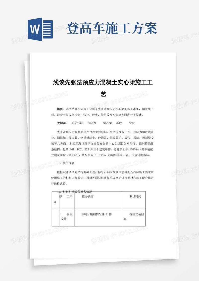 浅谈先张法预应力混凝土实心梁施工工艺