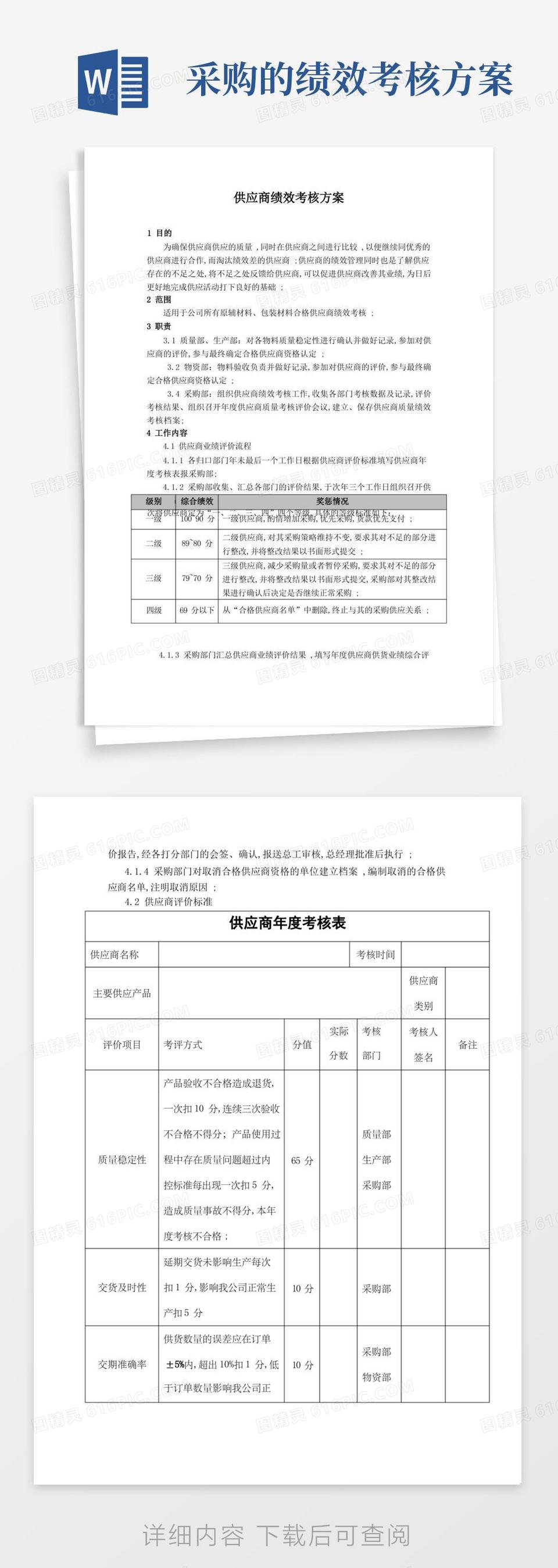 供应商绩效考核方案