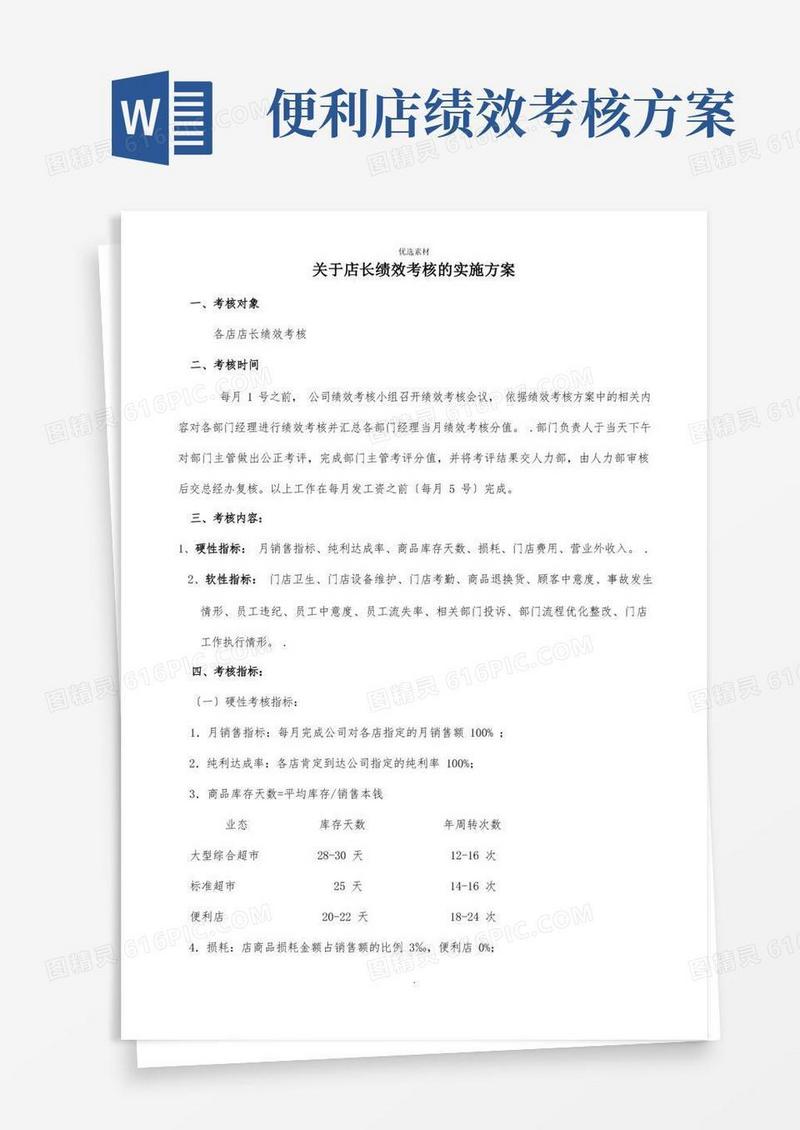 店长考核方案