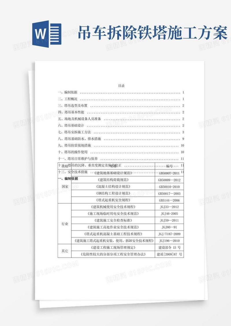 塔吊安拆专项施工方案