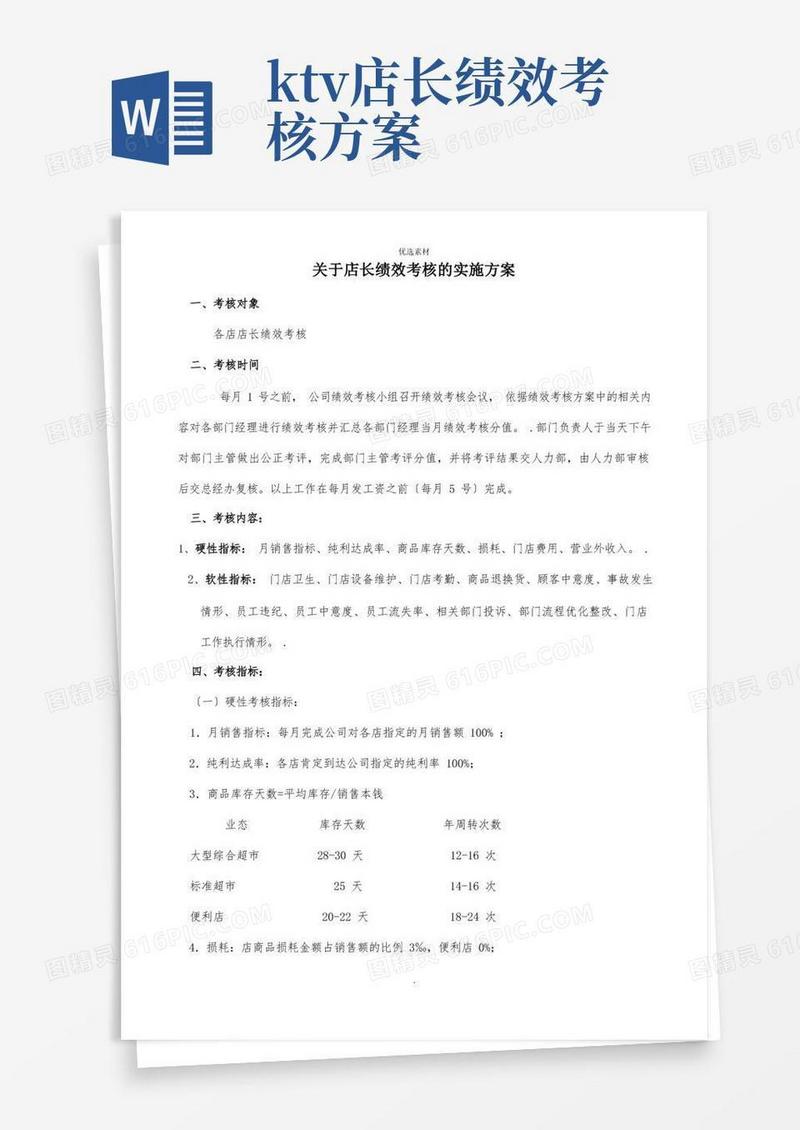 店长考核方案