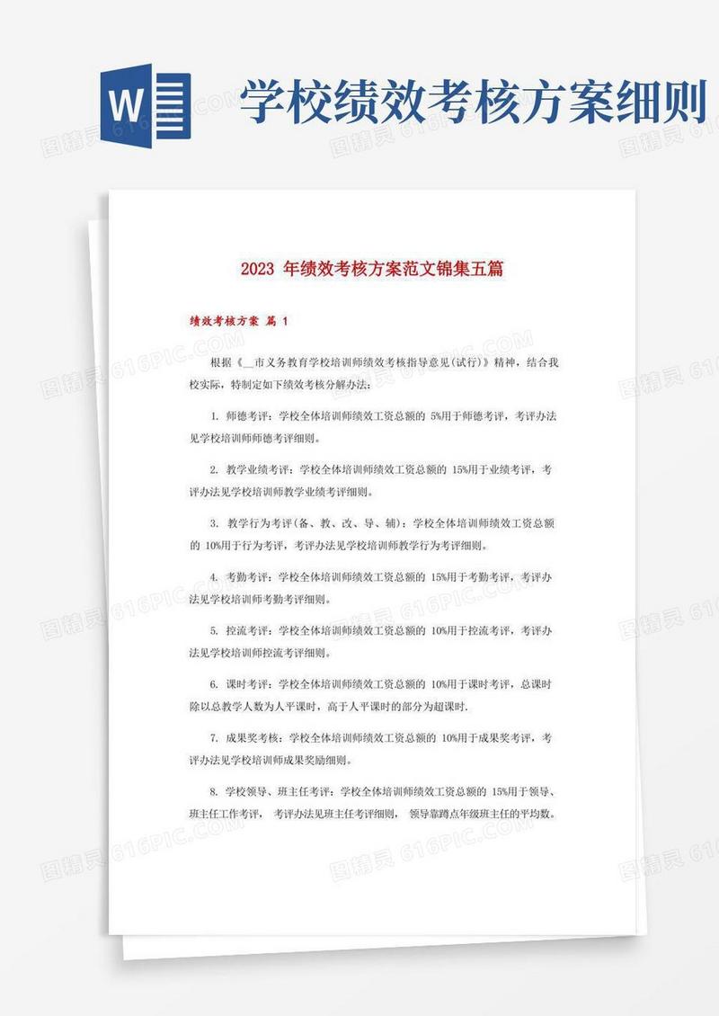 2023年绩效考核方案范文锦集五篇