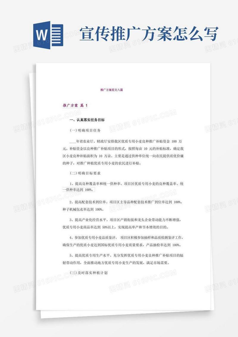 推广方案范文八篇
