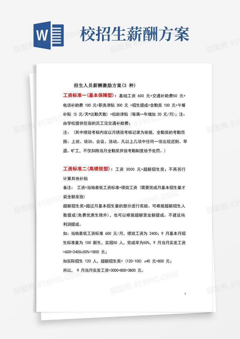 【绩效激励】招生人员薪酬激励方案