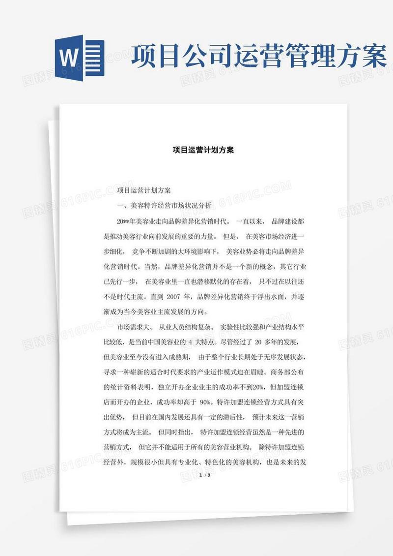 项目运营计划方案