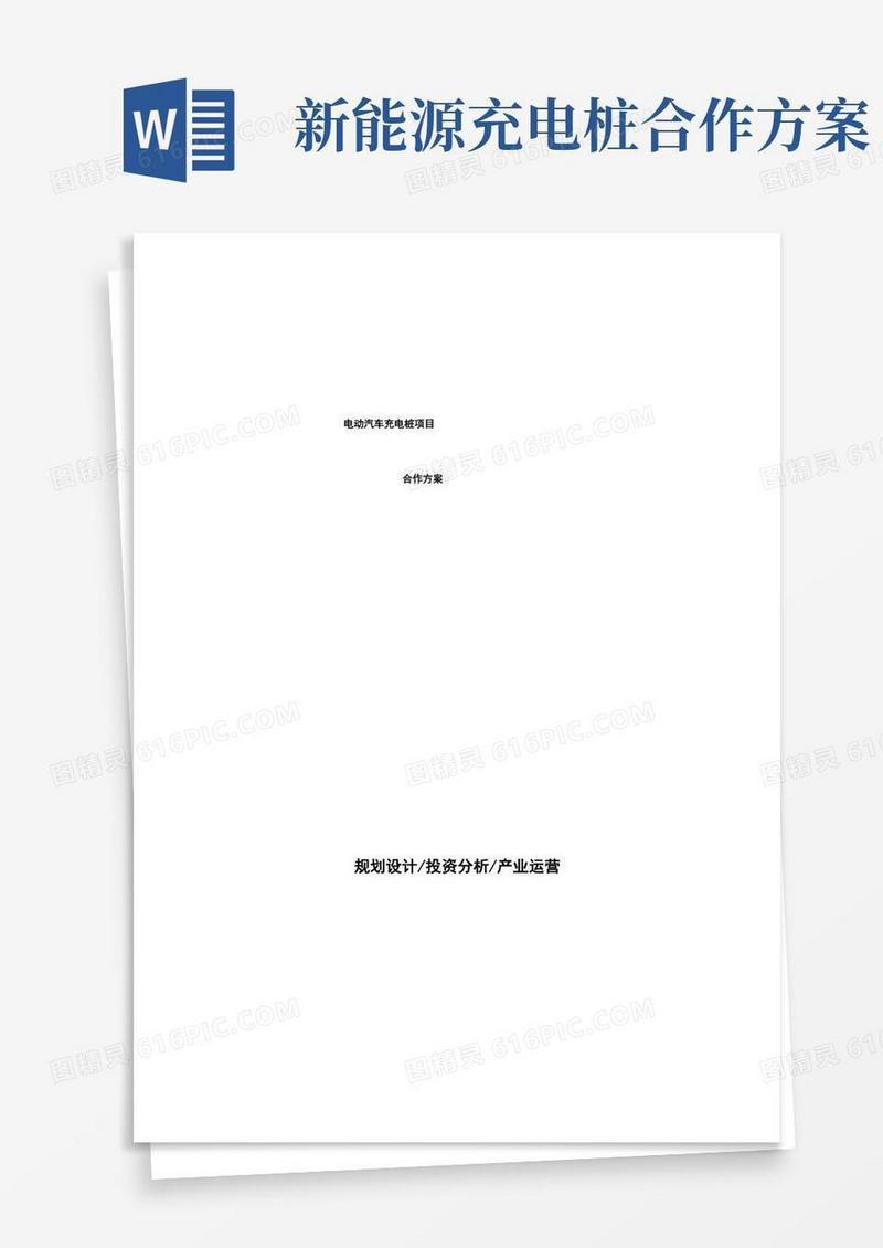 电动汽车充电桩项目合作方案