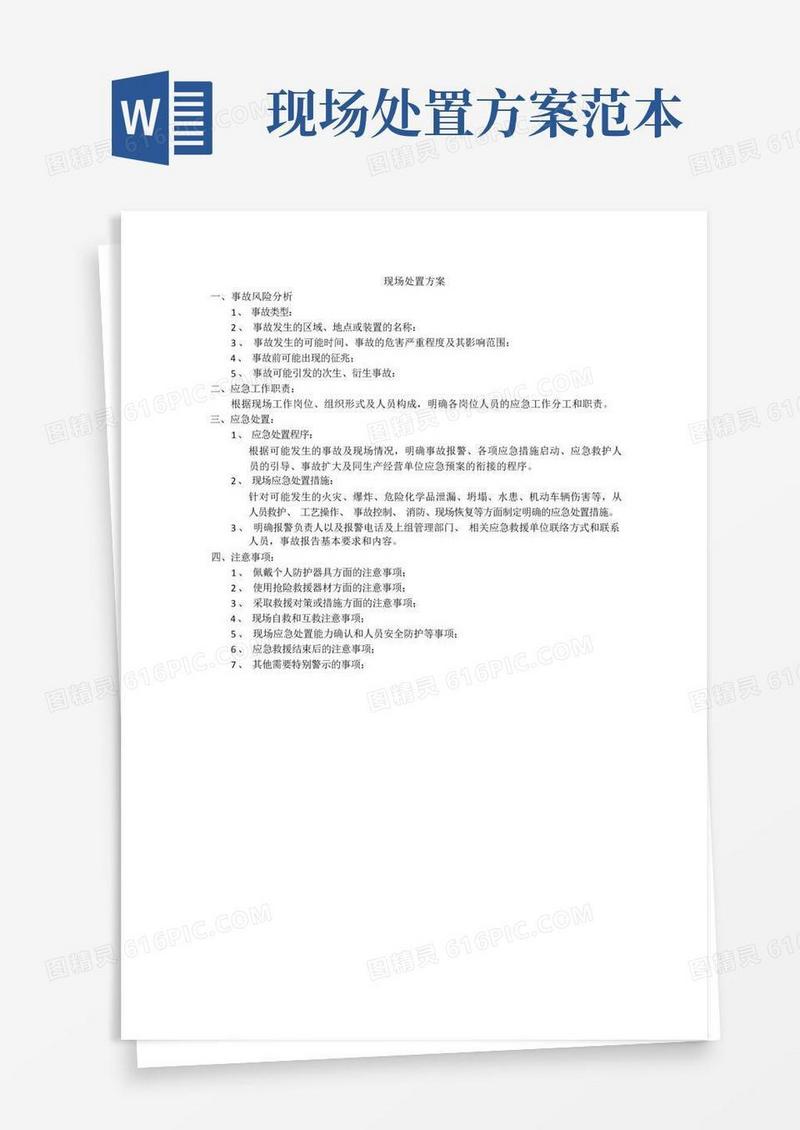 现场处置方案标准格式要求
