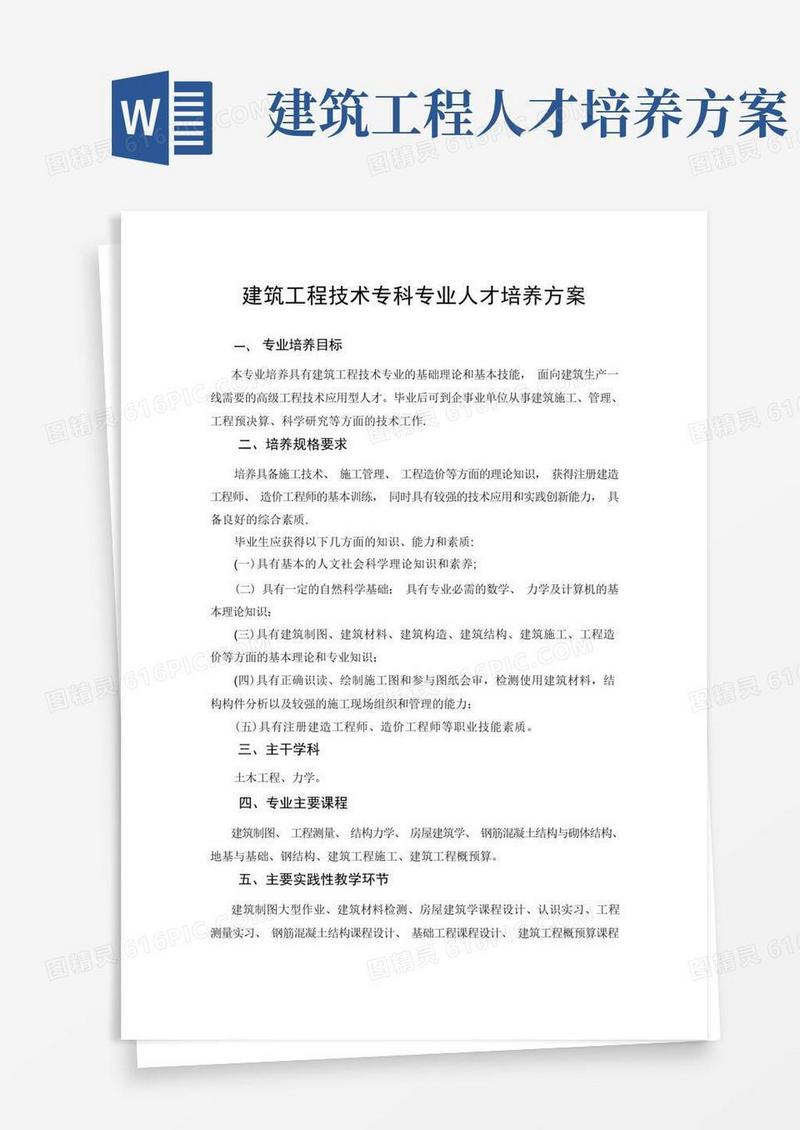 建筑工程技术专科专业人才培养方案