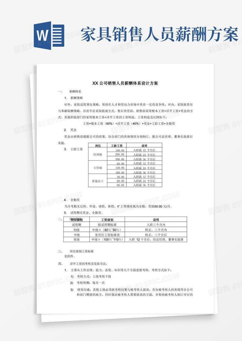 公司的销售的人员薪酬体系方案设计设计