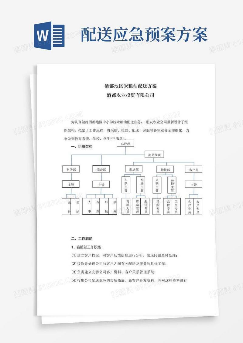配送实施方案、应急预案等(定)