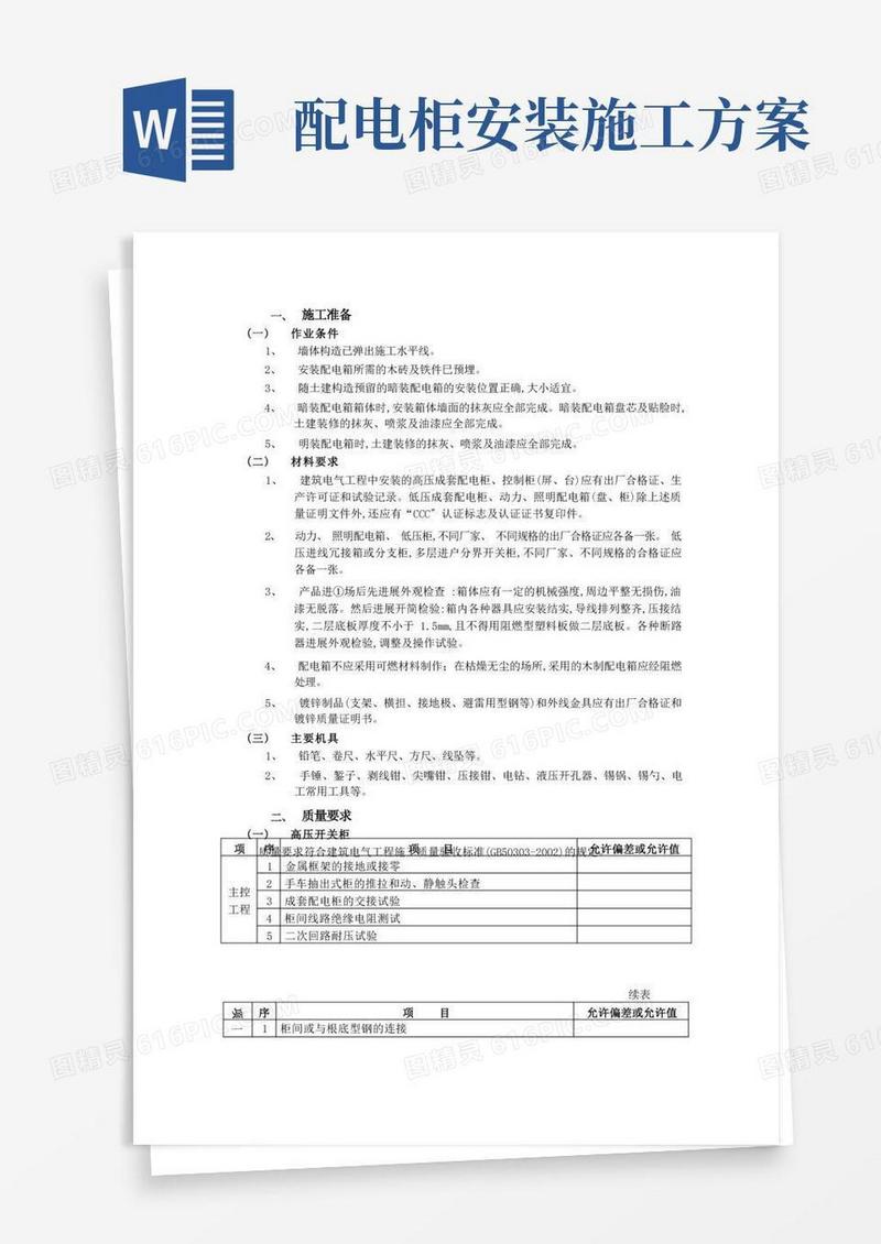 配电箱安装方案
