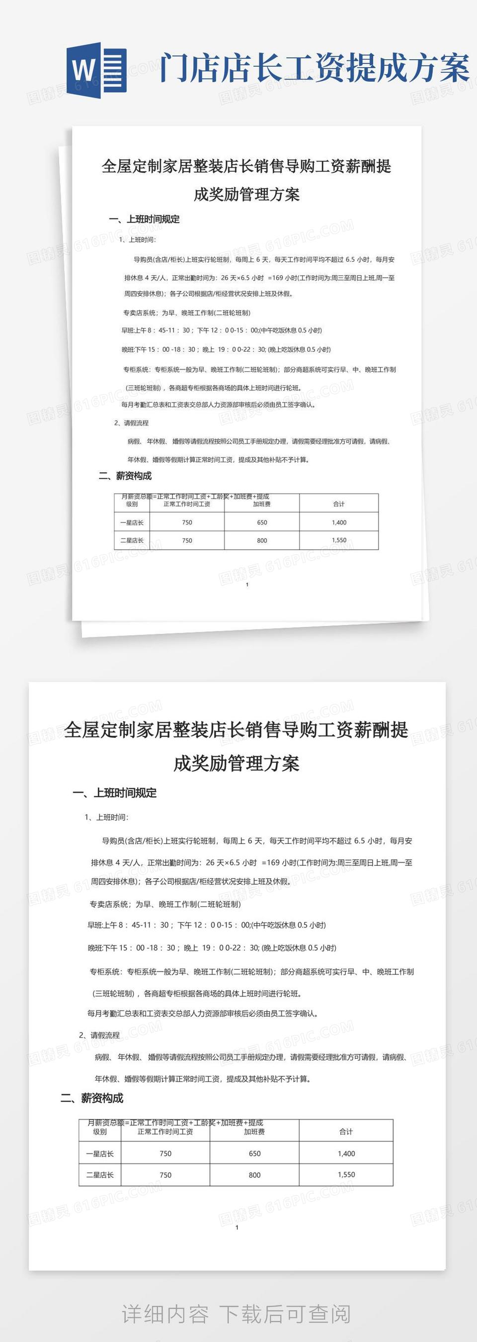 全屋定制家居整装店长销售导购工资薪酬提成奖励管理方案