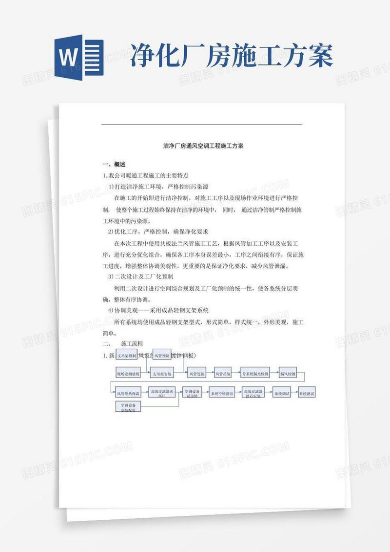 洁净厂房通风空调工程施工方案