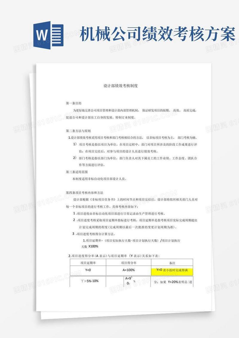 完整版机械设计部绩效考核制度