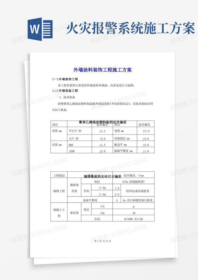 外墙涂料装饰工程施工方案