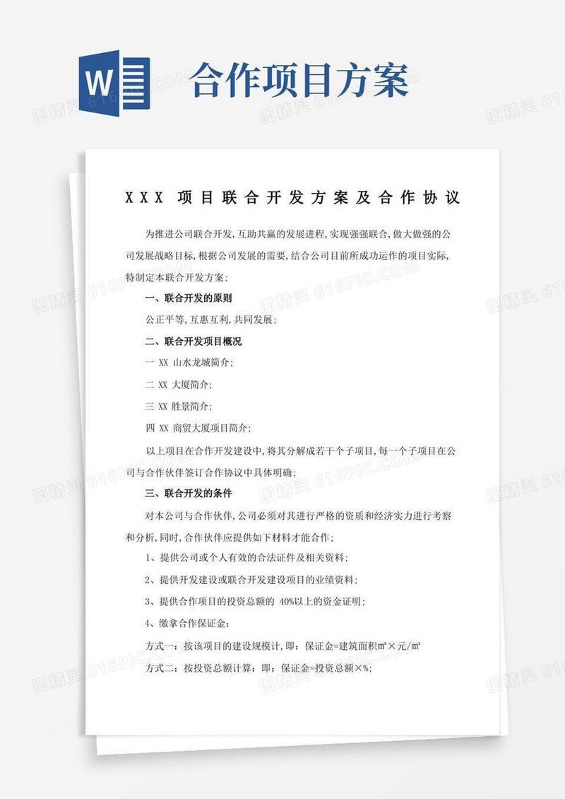 项目联合开发方案及合作协议