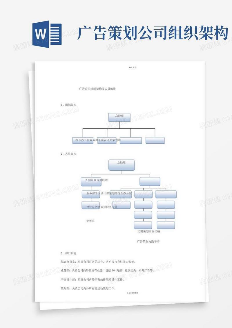 广告公司组织架构及人员编排