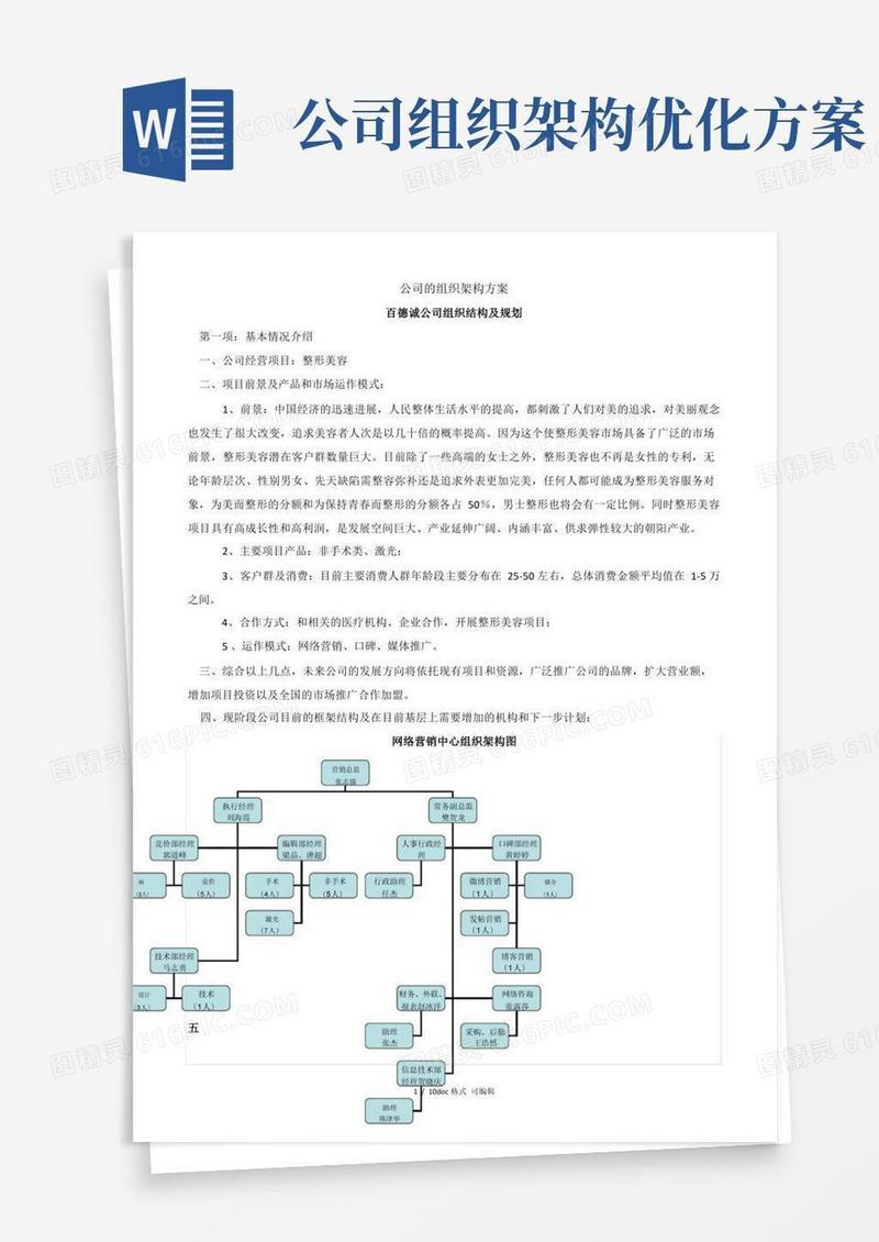 公司的组织架构方案