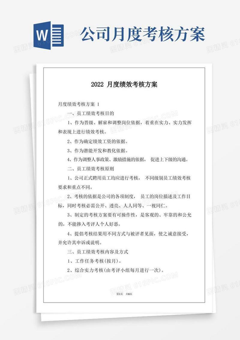2022月度绩效考核方案