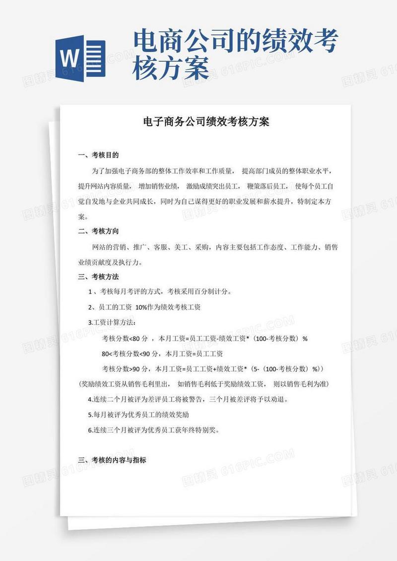 电子商务公司绩效考核方案