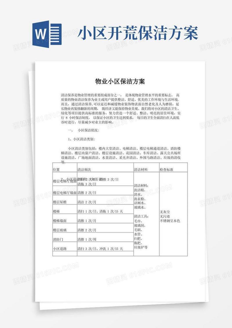物业小区保洁方案