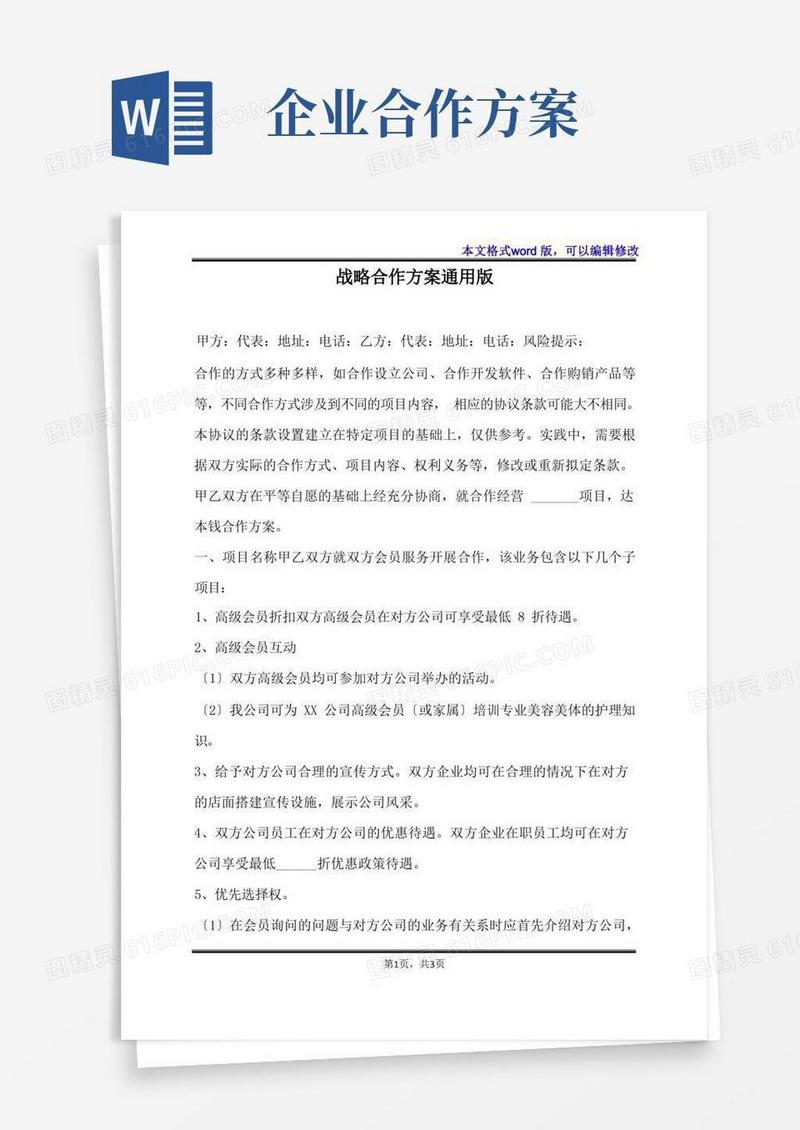 战略合作方案通用版