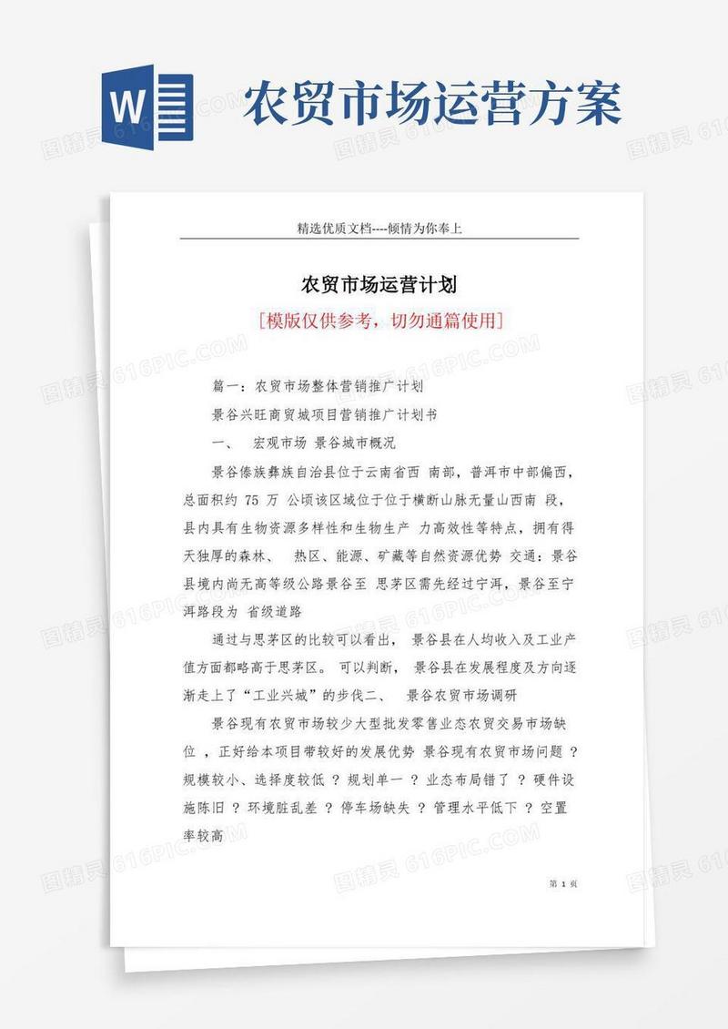 农贸市场运营计划(共13页)