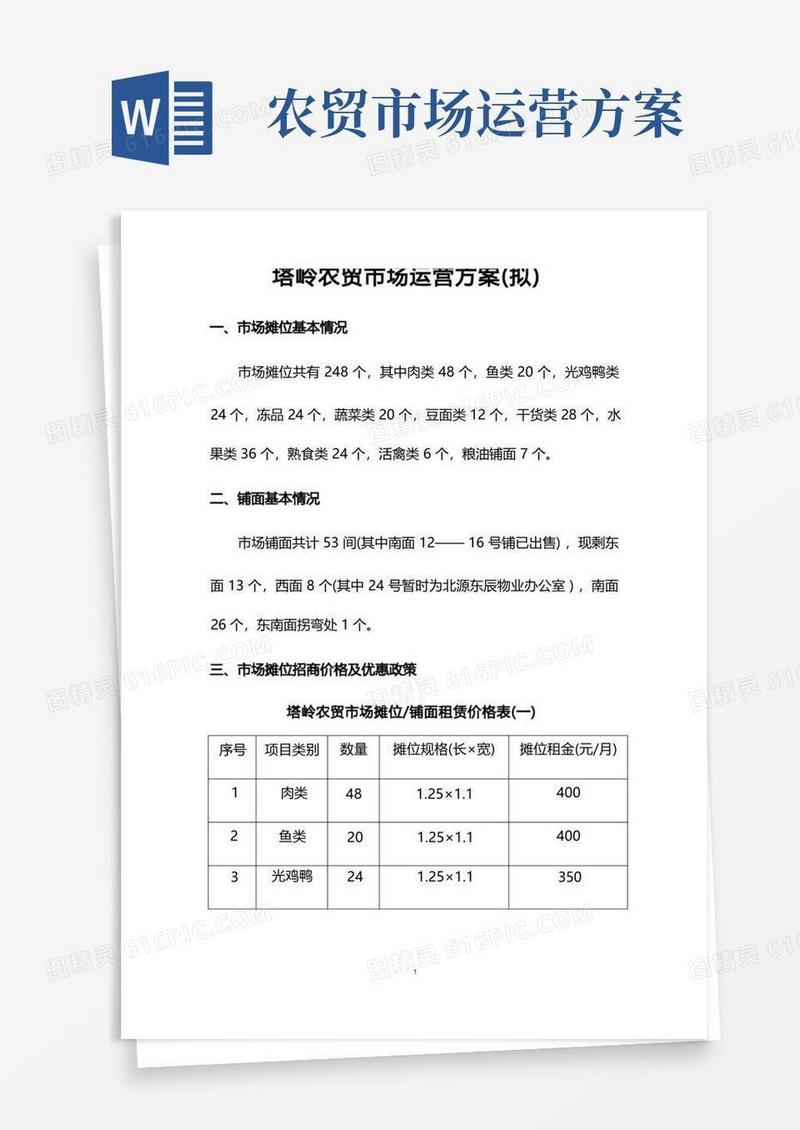 农贸市场招商方案