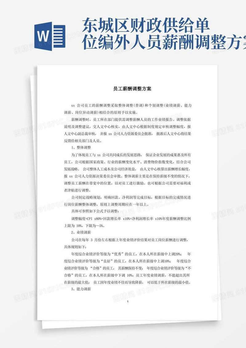 员工薪酬调整方案(最新)