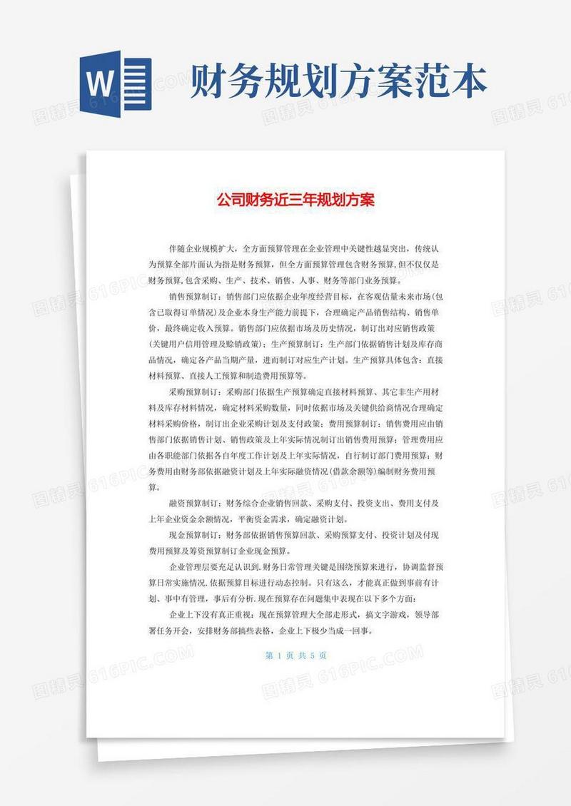 公司财务近三年规划方案