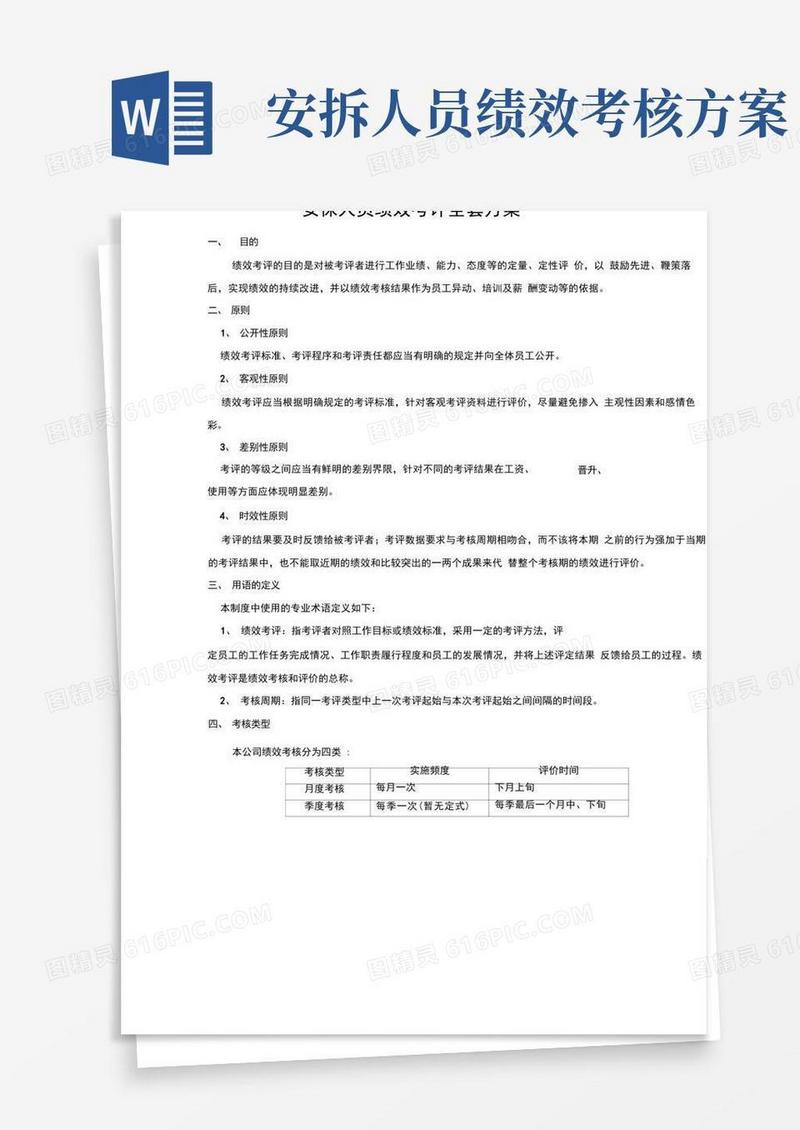 安全保卫人员绩效考评全套方案