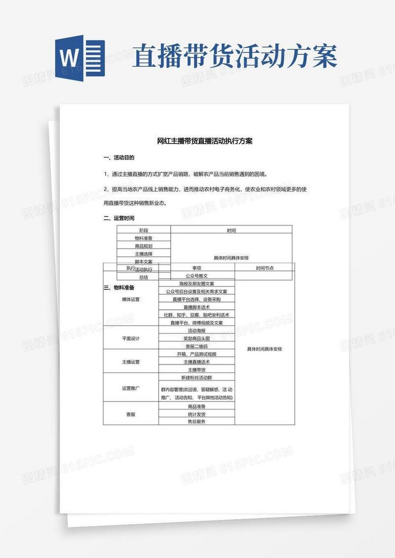 网红主播带货直播活动执行方案