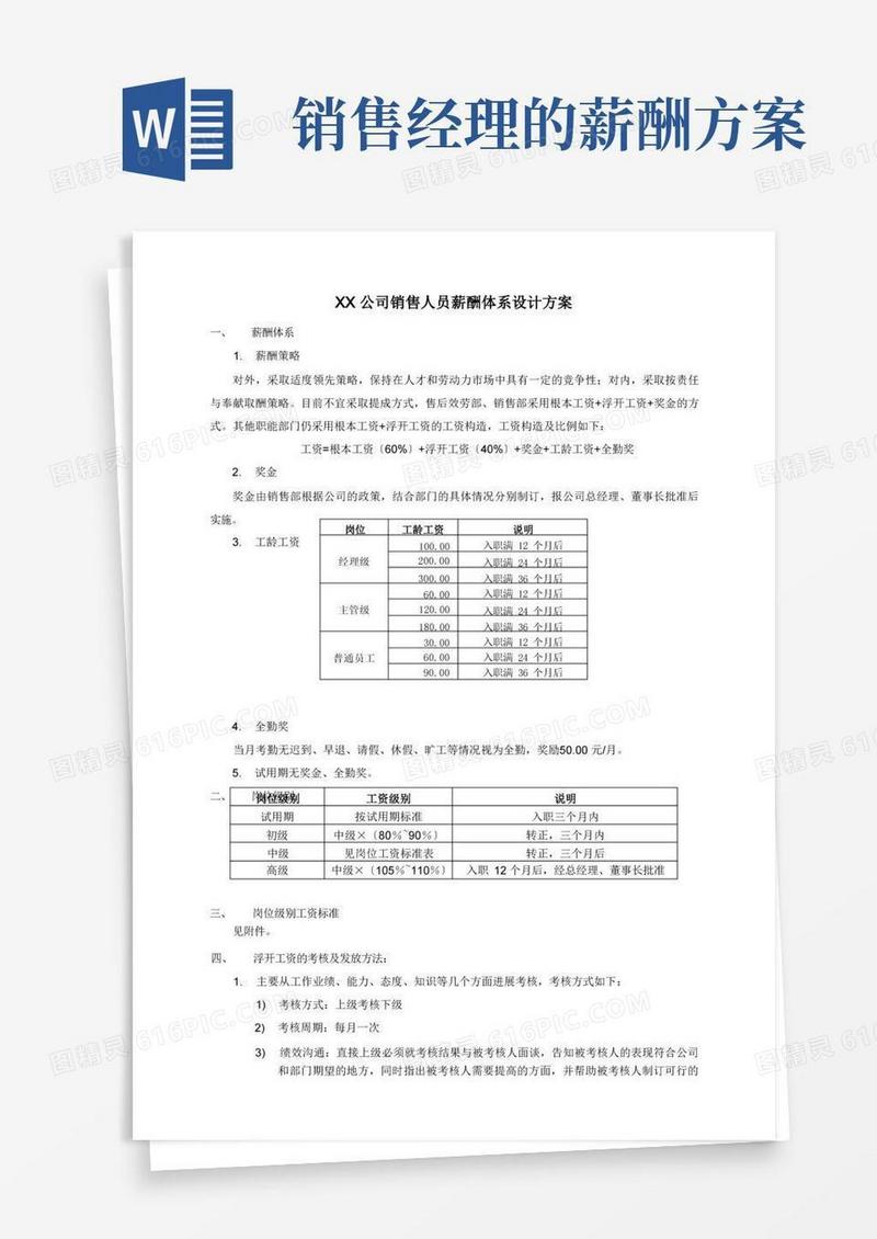 公司的销售的人员薪酬体系方案设计设计