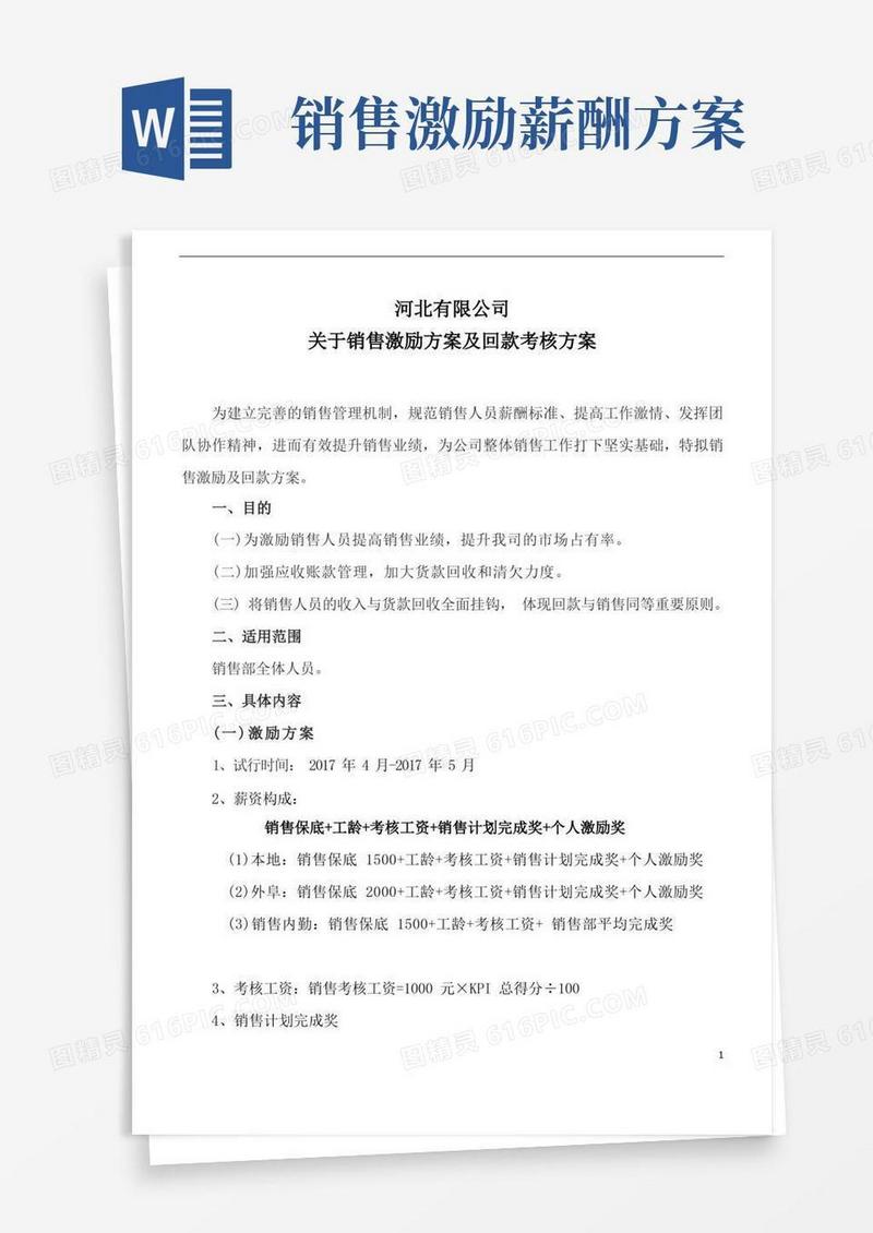 销售部销售激励方案