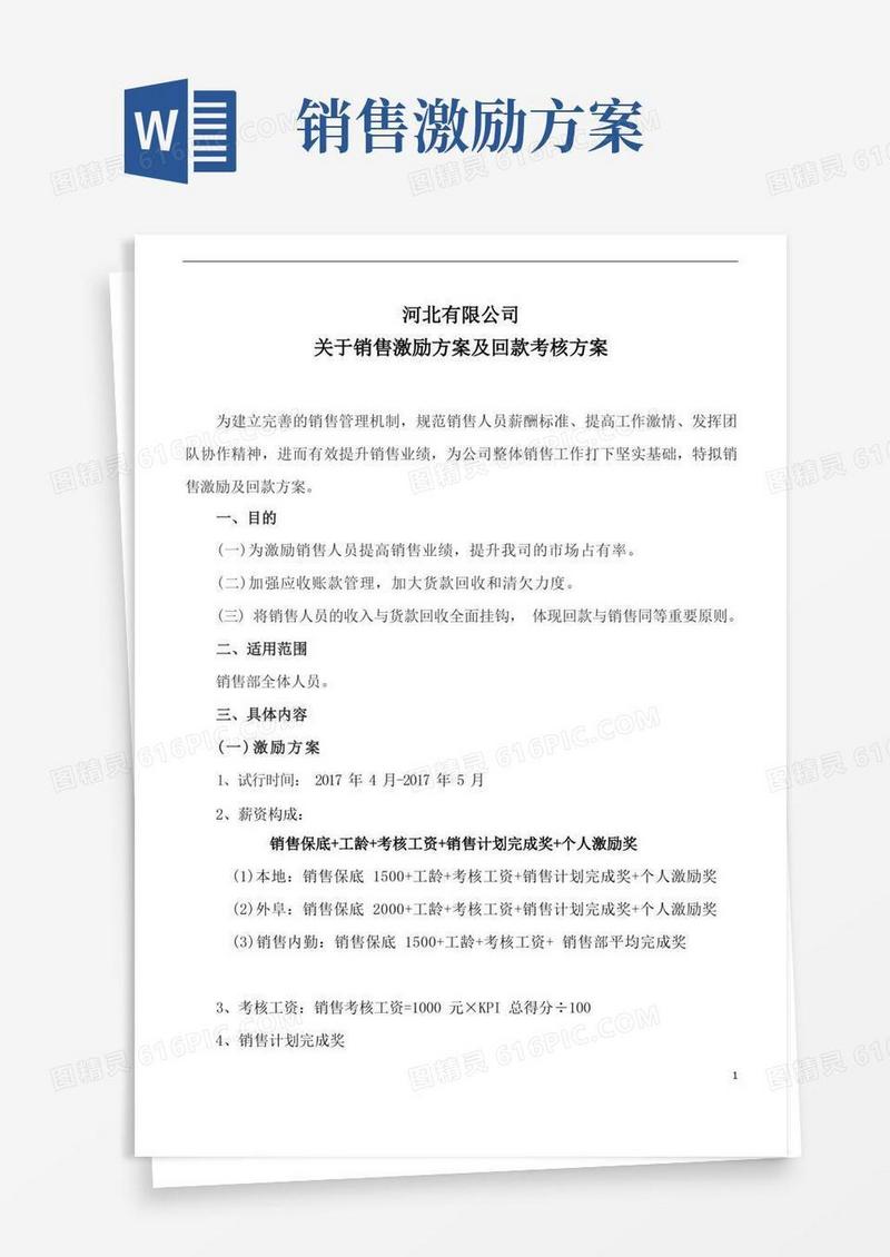 销售部销售激励方案
