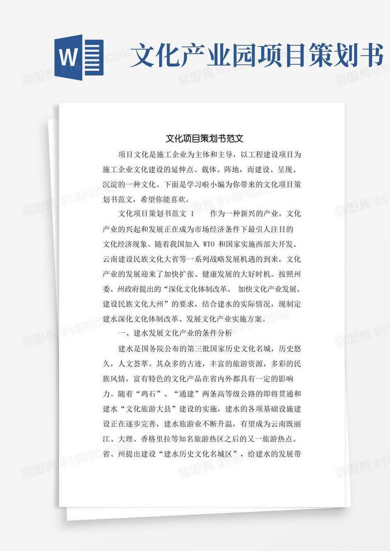 文化项目策划书范文