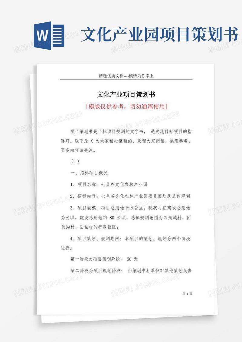 文化产业项目策划书(共9页)