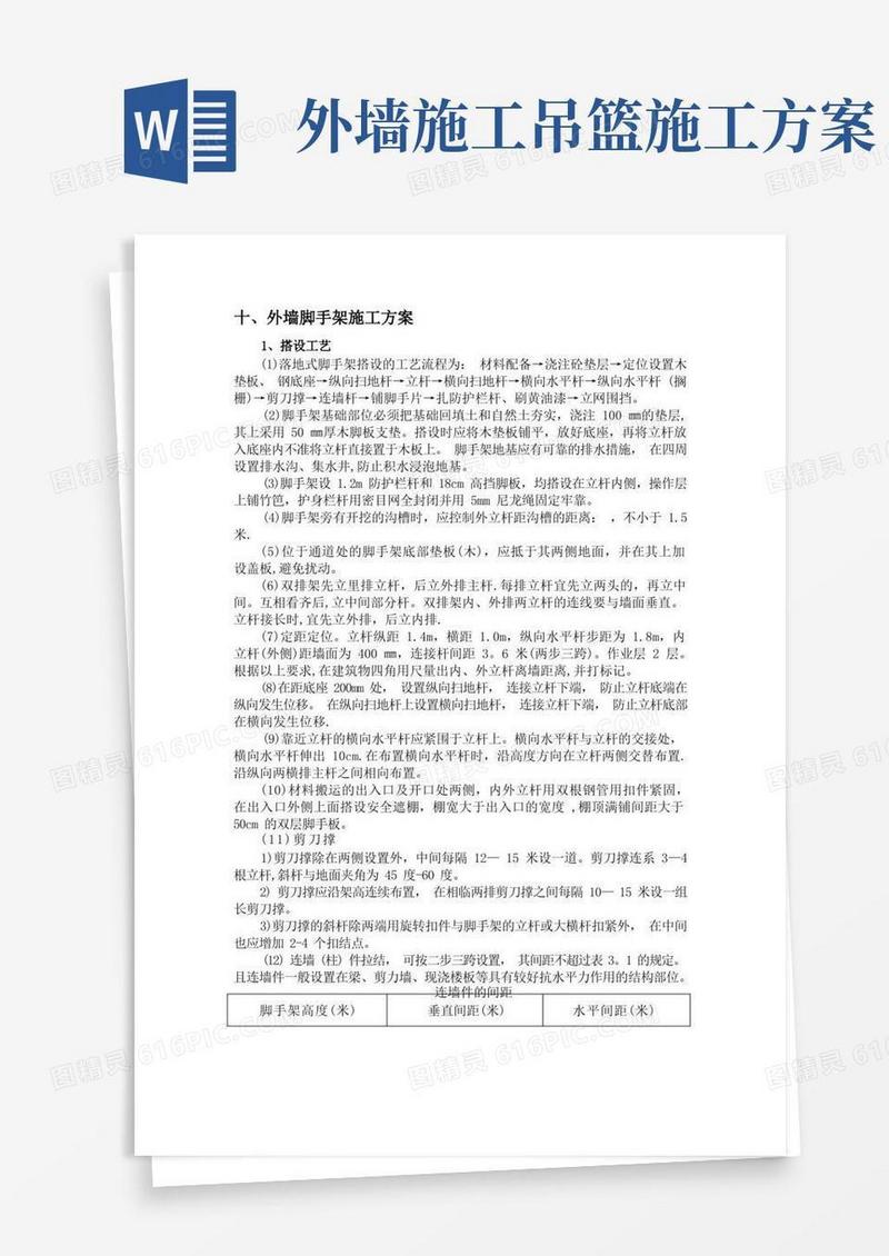 外墙脚手架及吊篮施工方案