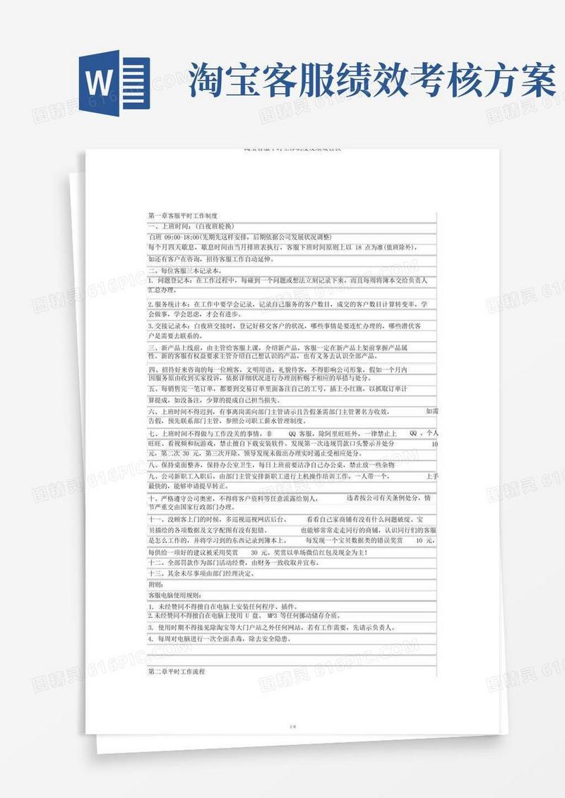 淘宝客服日常工作制度绩效考核
