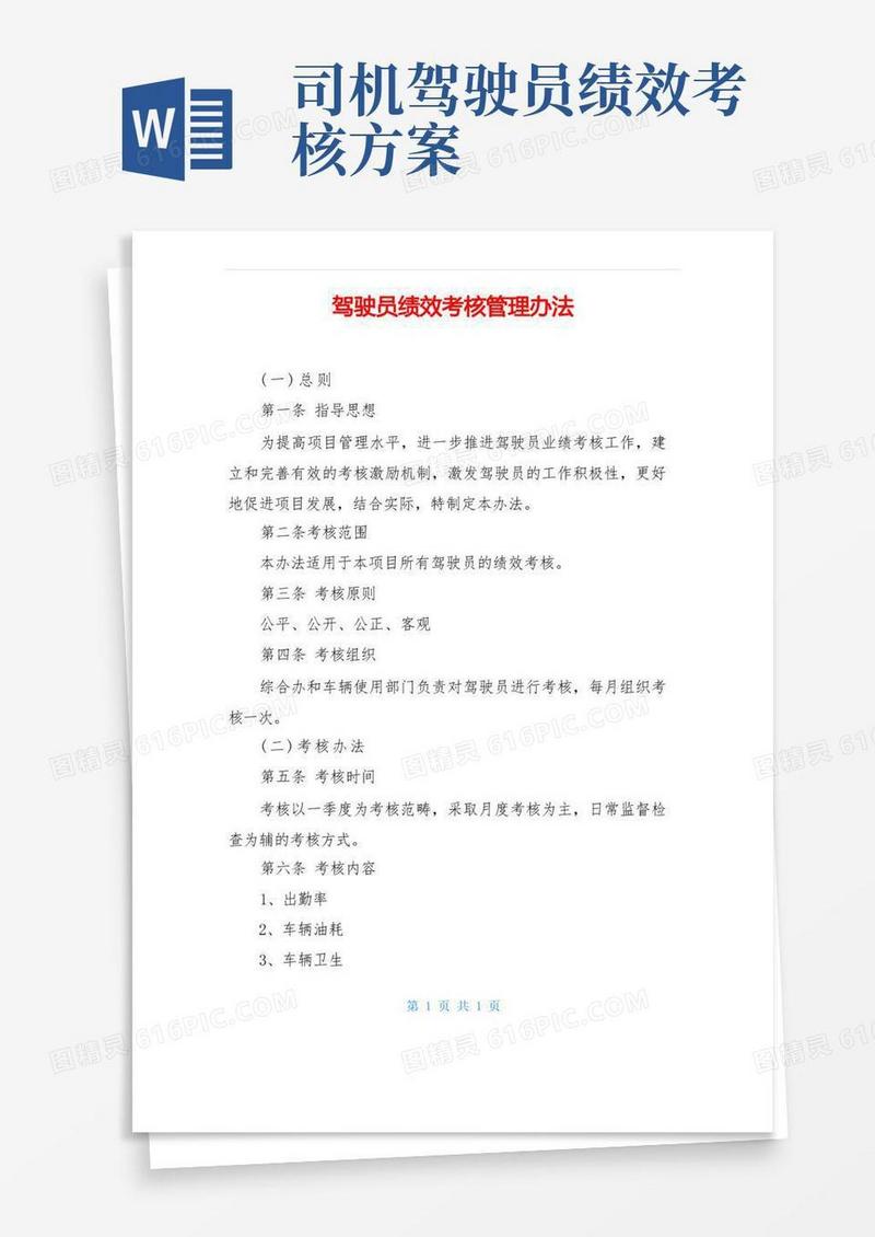 驾驶员绩效考核管理办法