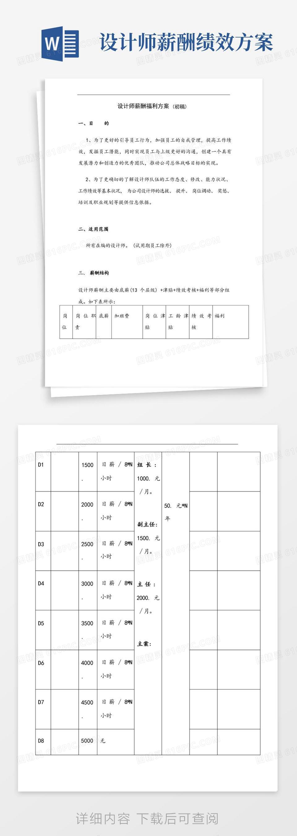 设计师薪酬奖励方案