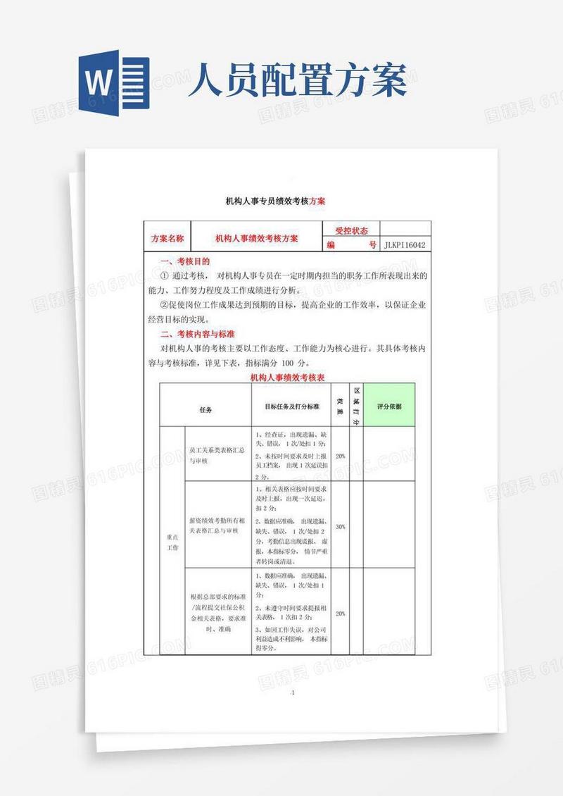 人事绩效考核方案建议