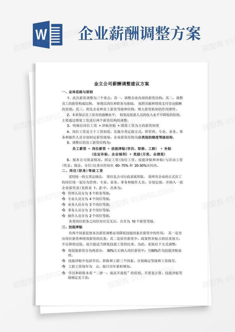 某公司薪酬调整建议方案